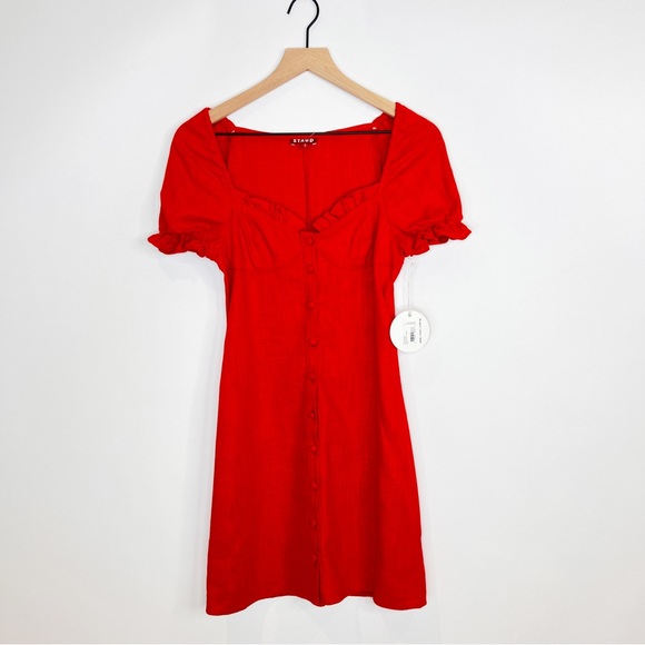 Staud Red Mini Button front Dress - Picture 10 of 12